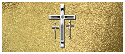 DNSEMP-L-517-SL-SH-GD Silver 3 Crosses Shimmer Gold